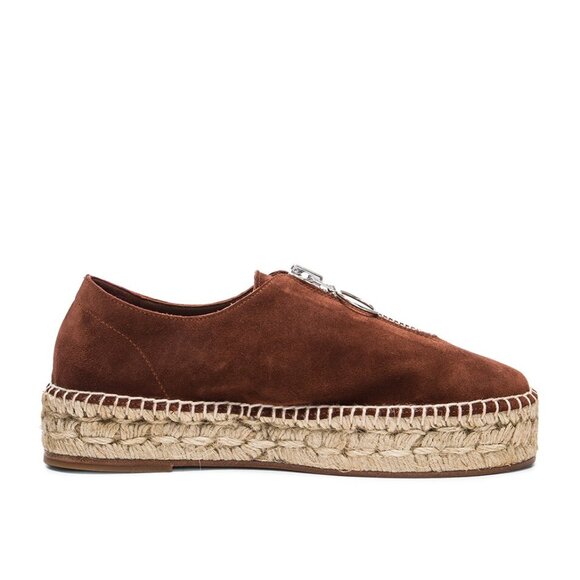 Alexander Wang Rich Brown Suede Devon Espadrille Platform Sneakers Zip Front 8